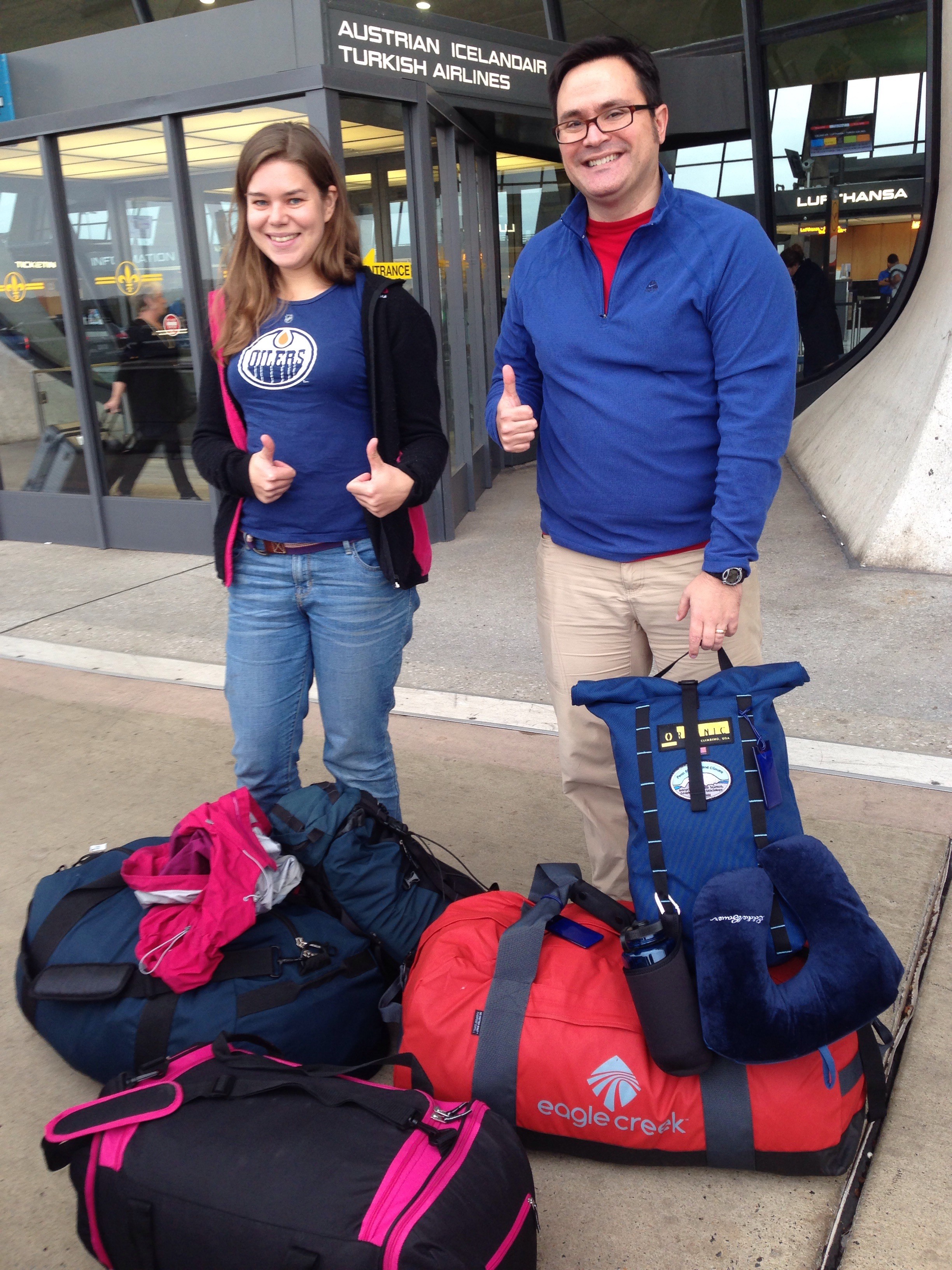 Christine Dow and Ryan Walter, on the day of their departure for Antarctica.