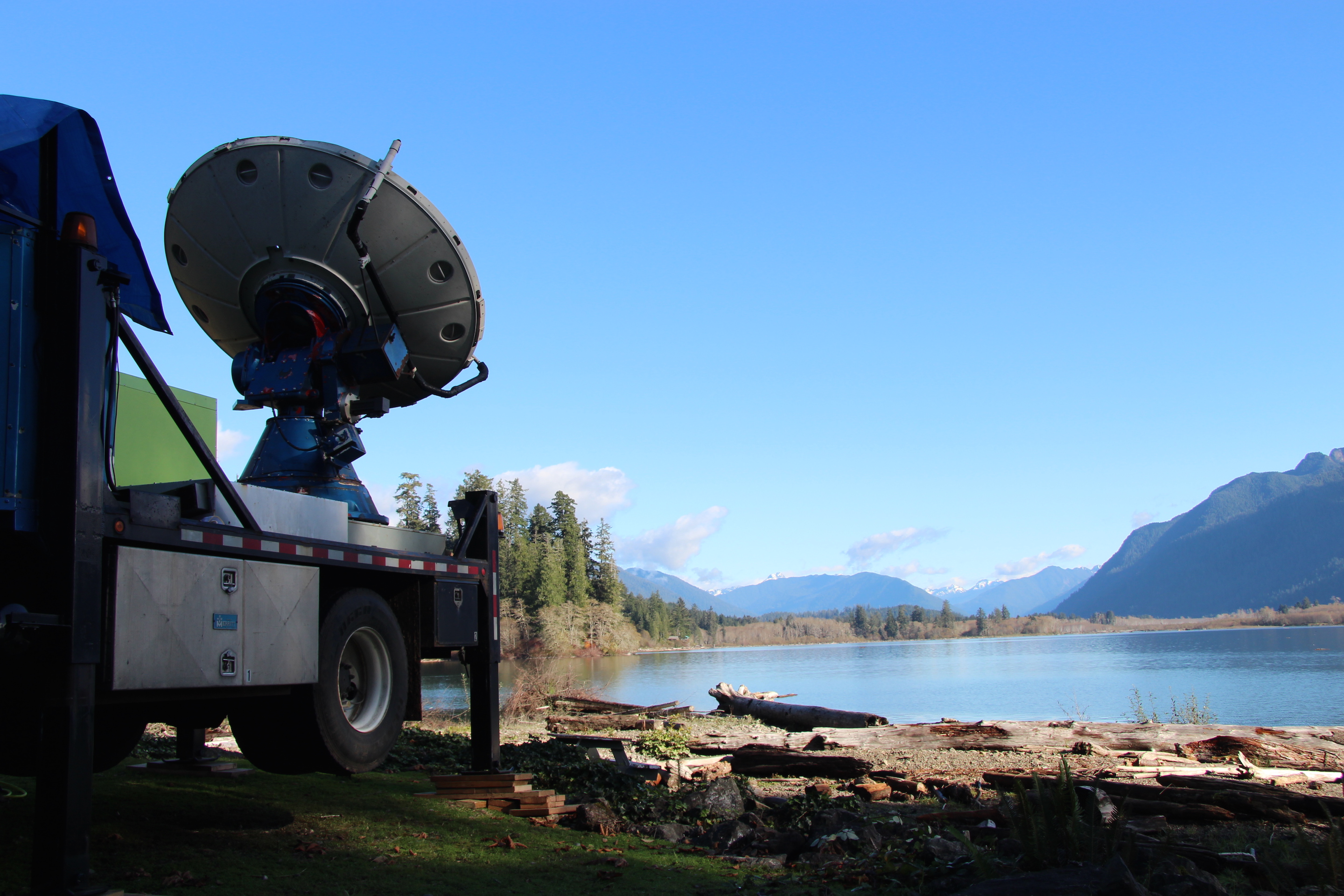 The Doppler On Wheels situated to view precipitation systems as they approach the mountains. Photo by Joe Zagrodnik