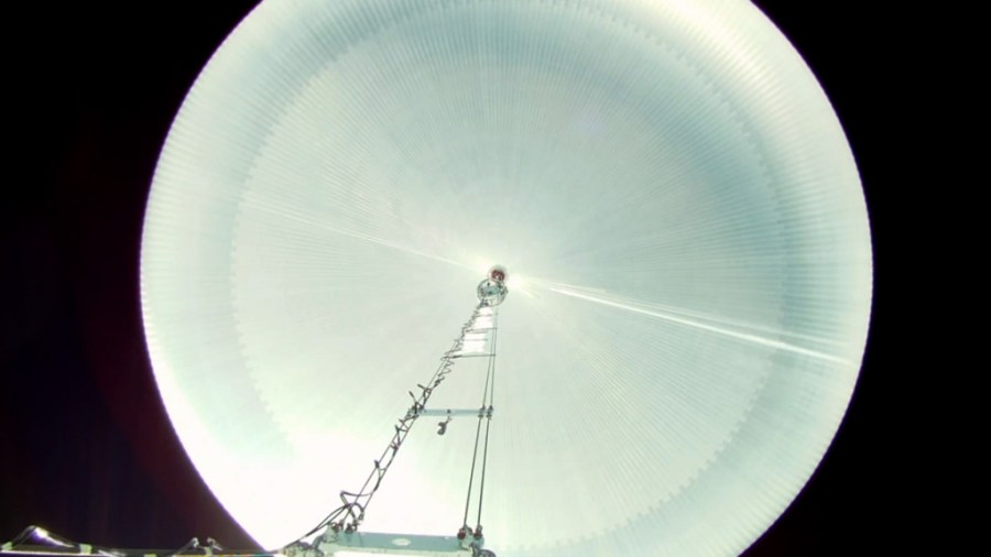 View looking up at a super pressure balloon