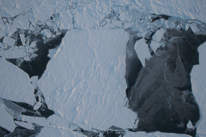 An image of sea ice in northwest Greenland, capture by NASA's Operation IceBridge.