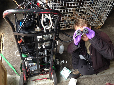 James Allen checking the Optical Tubes on the IOP frame. Photo: Stuart Halewood