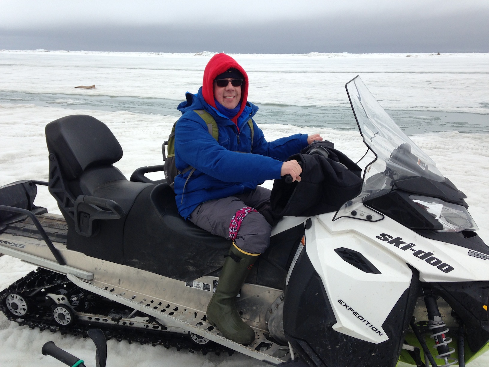 Walt Meier on a snowmobile.
