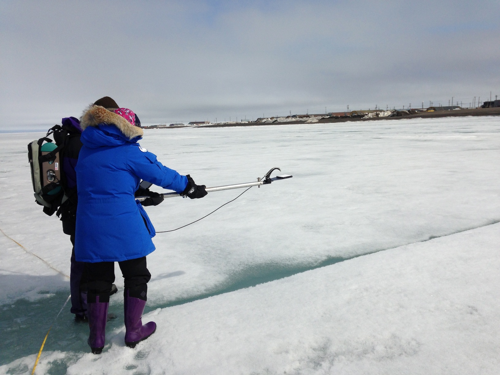 Measuring sea ice albedo.