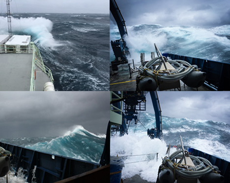 Images from 'the blow' experienced on-board the Atlantis. Photo: Lee Karp-Boss (top left), Nils Haentjens  (top right and bottom left), : Cleo Davie-Martin (bottom right)