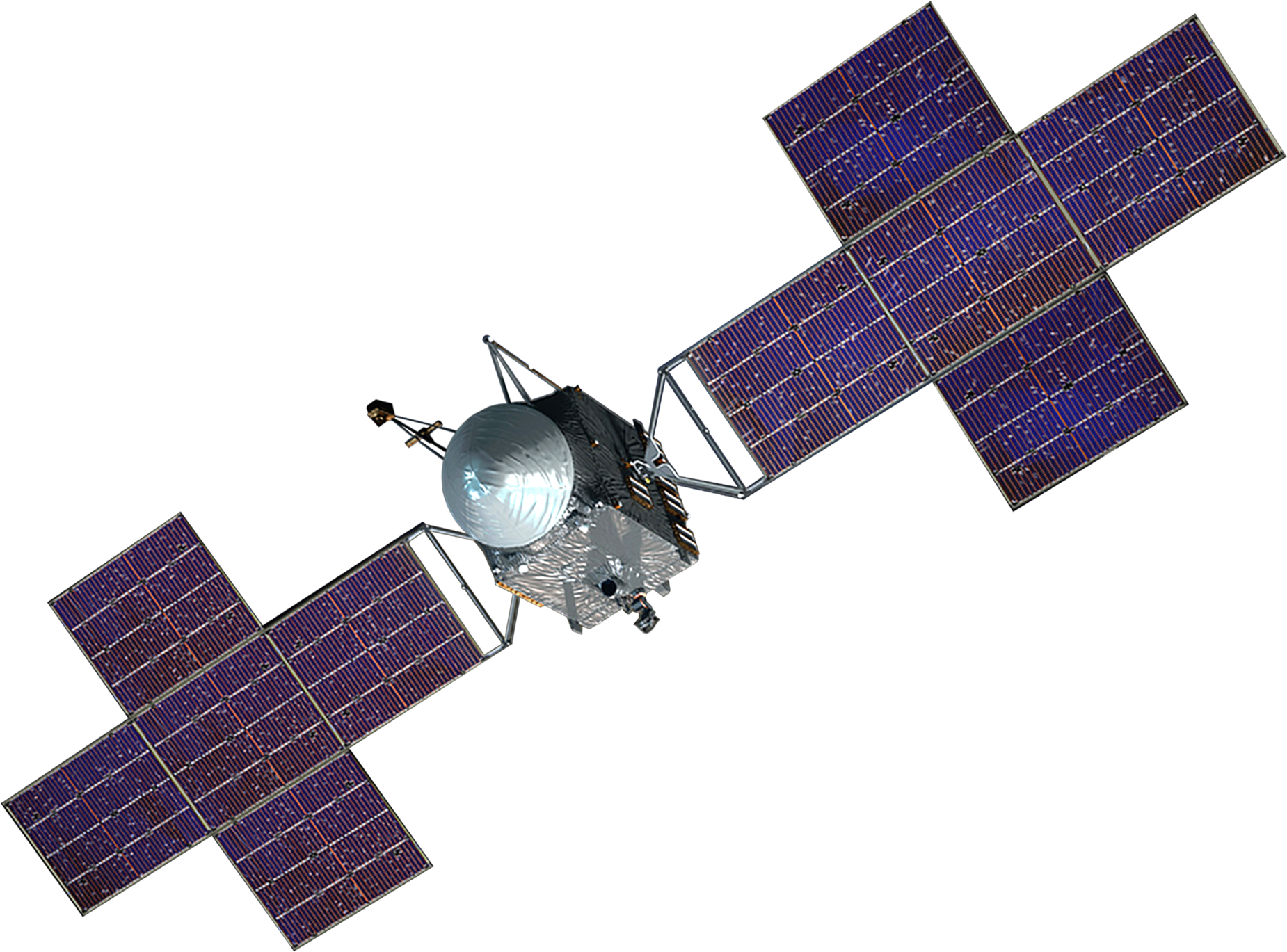 Illustration of the Psyche spacecraft with outstretched solar panels.