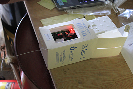 Preparing the radiosonde for launch. Photo: Jim Johnson