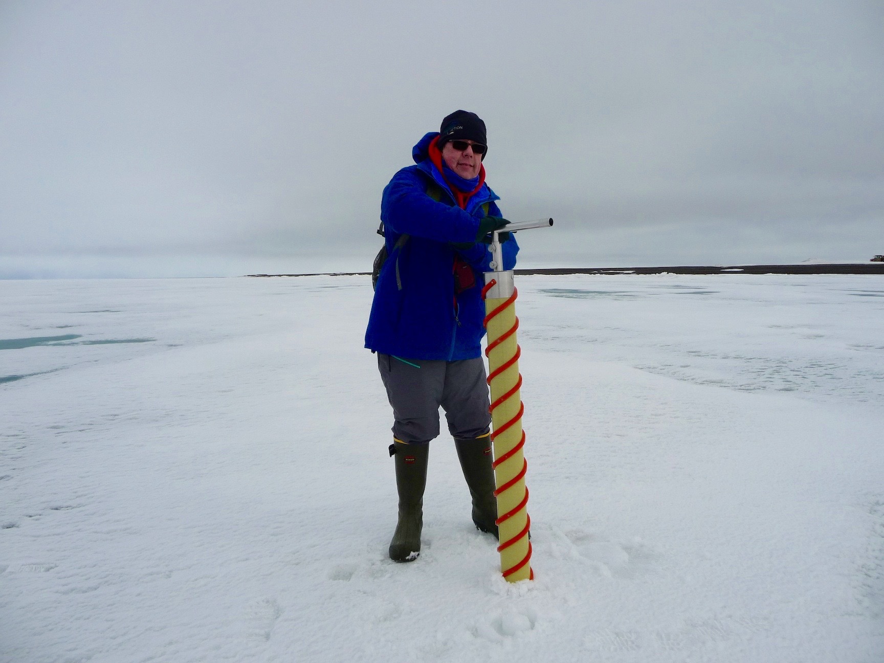 Walt Meier coring sea ice.