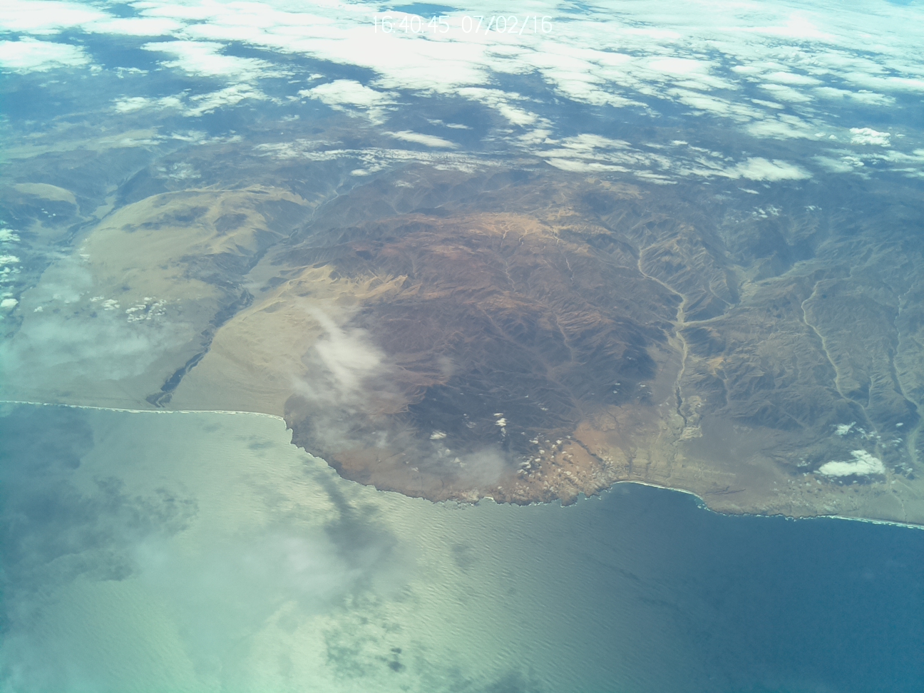 Aerial view of the coast of Peru.
