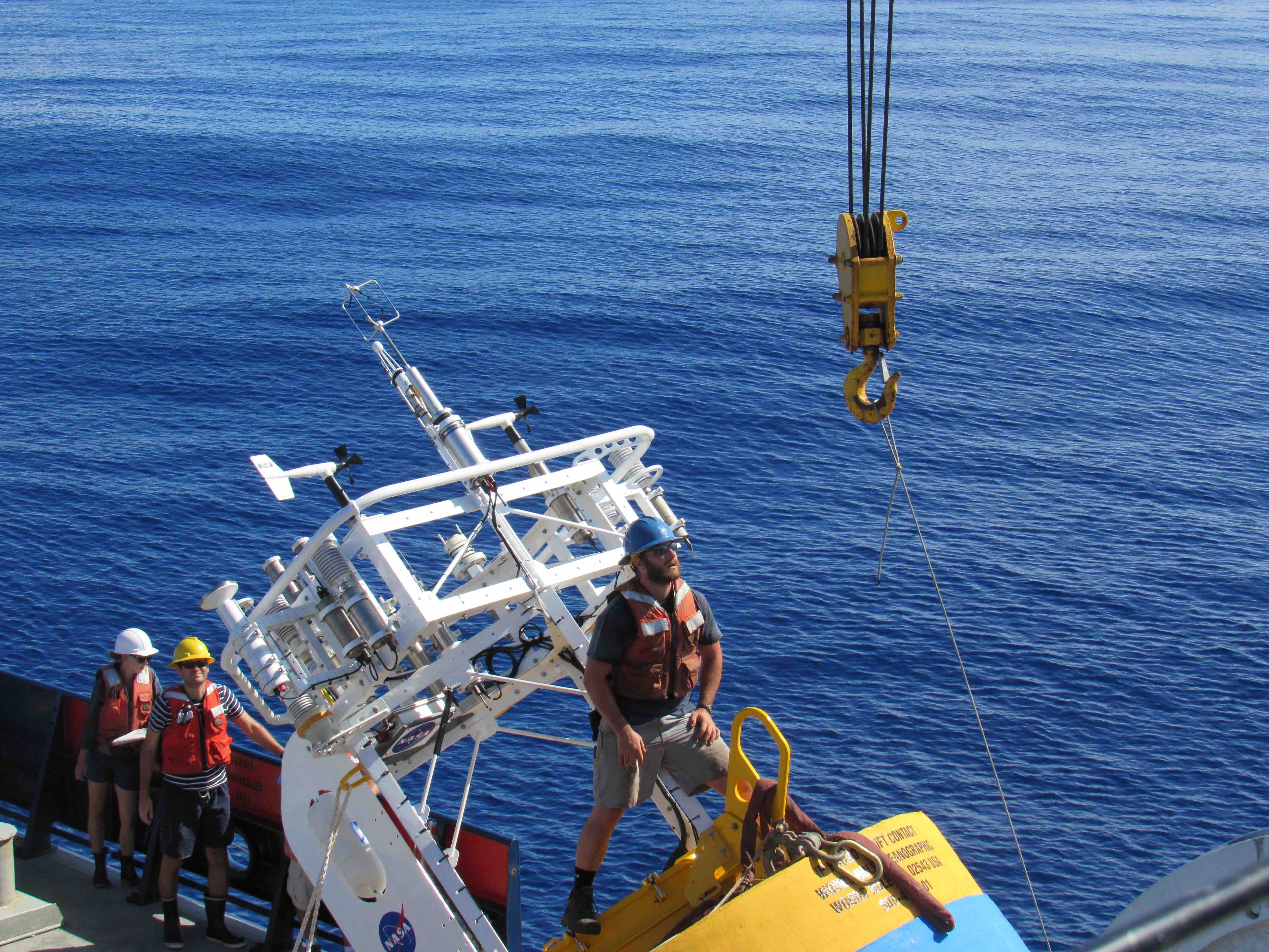 Ben Pietro readies a buoy for deployment.