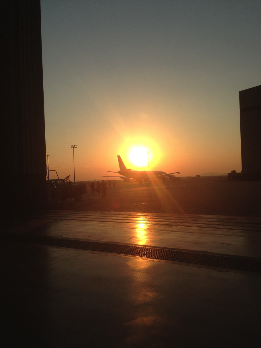 The DC-8 on the ramp at NASA Armstrong for our sunrise boarding. Credit: Christina Williamson