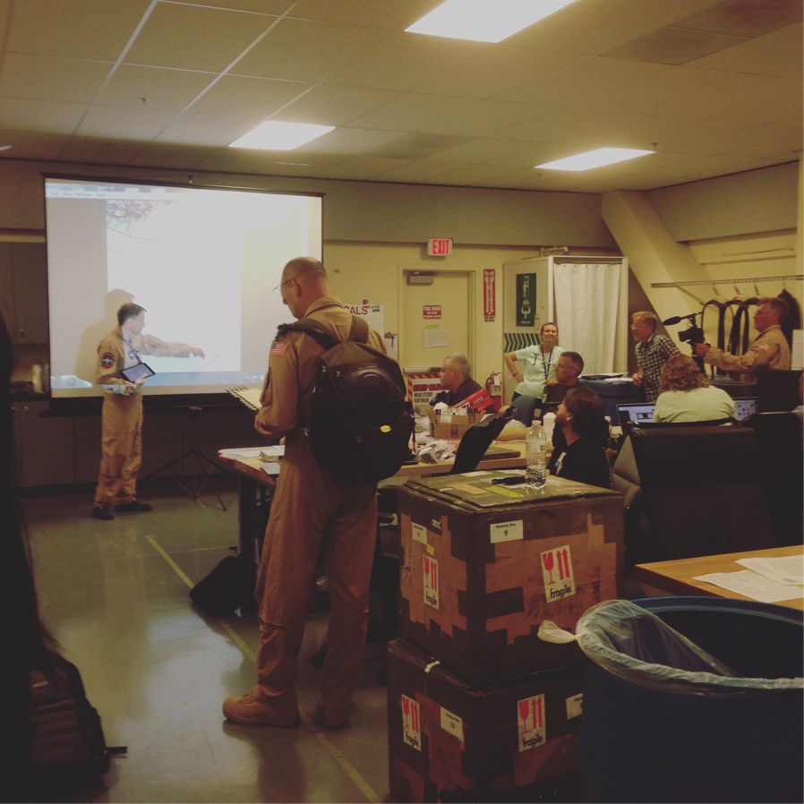 Pre-flight meeting in the lab at NASA-Armstrong before the flight with crew, pilots and science team. Credit: Christina Williamson
