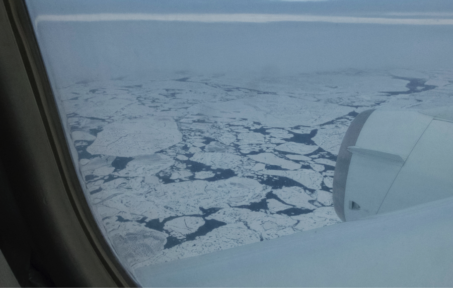 Flying over the arctic on the DC8 (Credit: Christina Williamson).