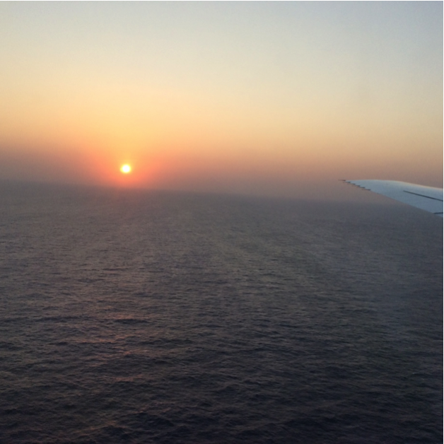 Dense smoke and haze obscure the sunset as we approach Ascension Island, in the center of the tropical Atlantic Ocean. Compare this image with the sunrise that we observed on departing Chile! Photo: Steven Wofsy