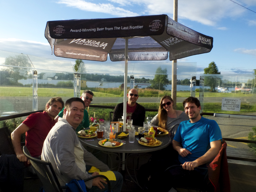 Some of the ATom science team having dinner in Anchorag, Alaska. From left to right: Eric Apel (UCAR), Kirk Ullmann (UCAR), Jeff Peischl (CIRES/NOAA), Joseph Kaitch (CIRES/NOAA), Christina Williamson (CIRES/NOAA), Maximilian Dollner (University of Vienna).