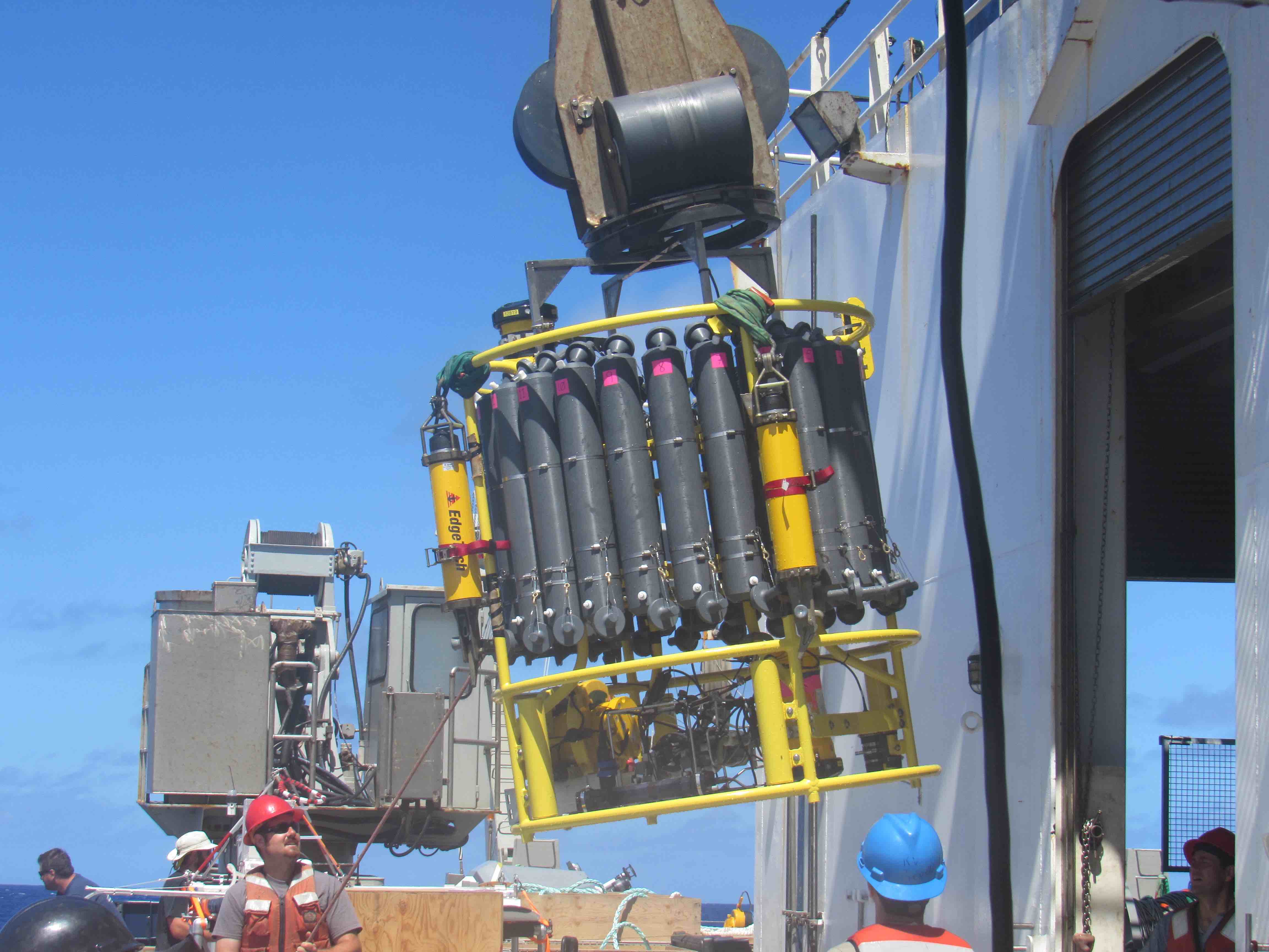 Preparing the CTD to go over the side.