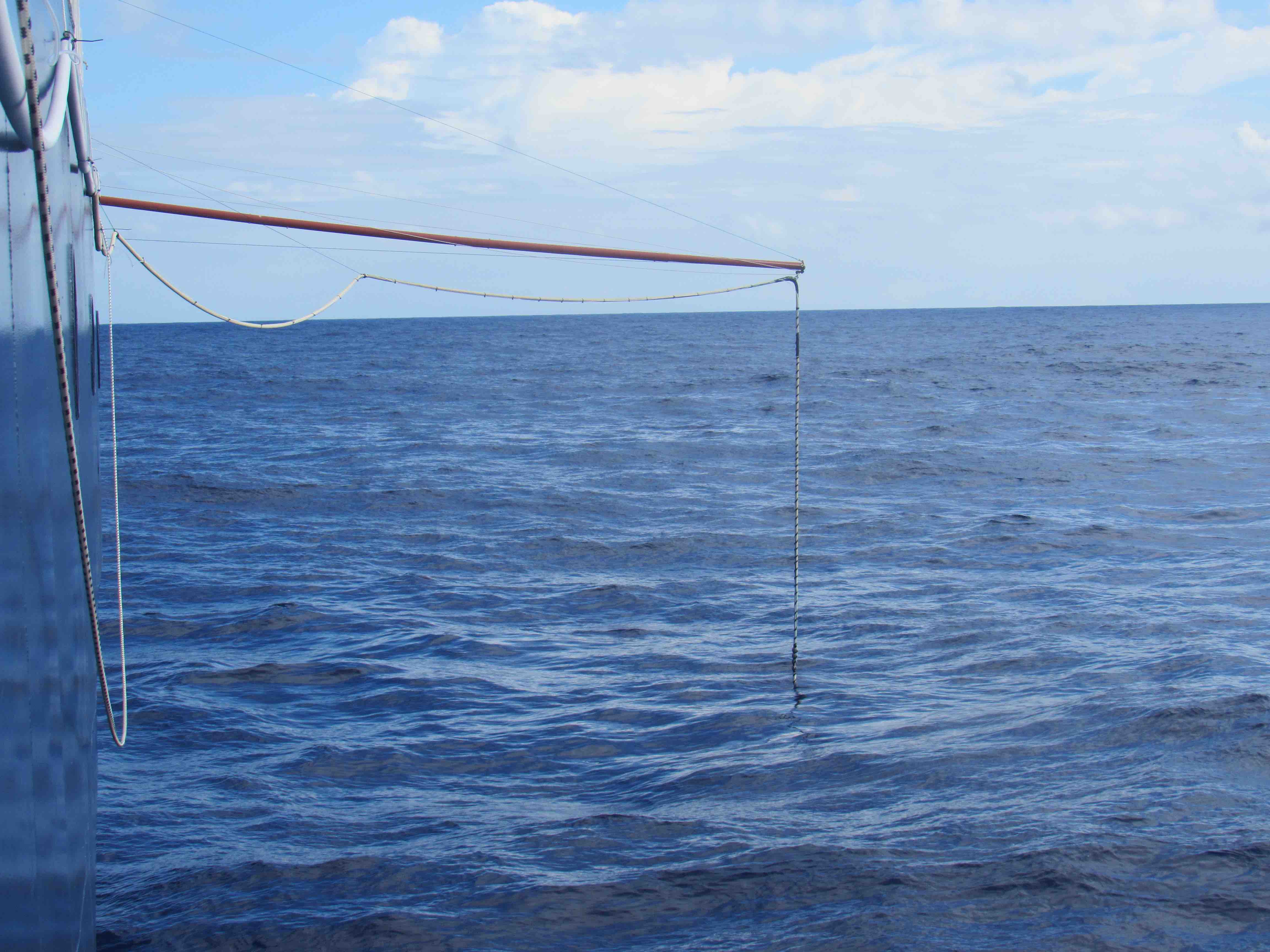The Salinity Snake being deployed over the starboard side.