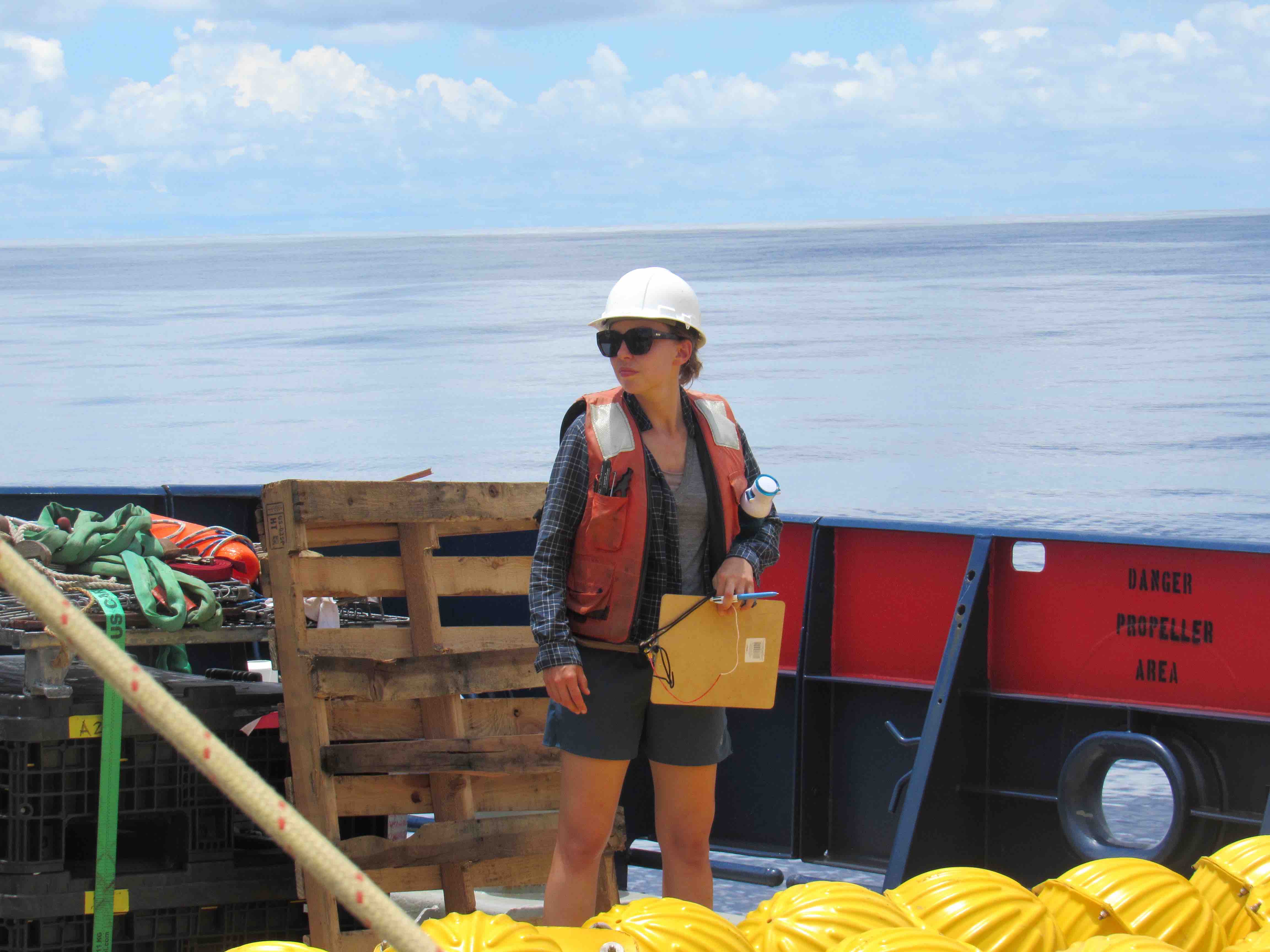Leah Trafford with the mooring log.
