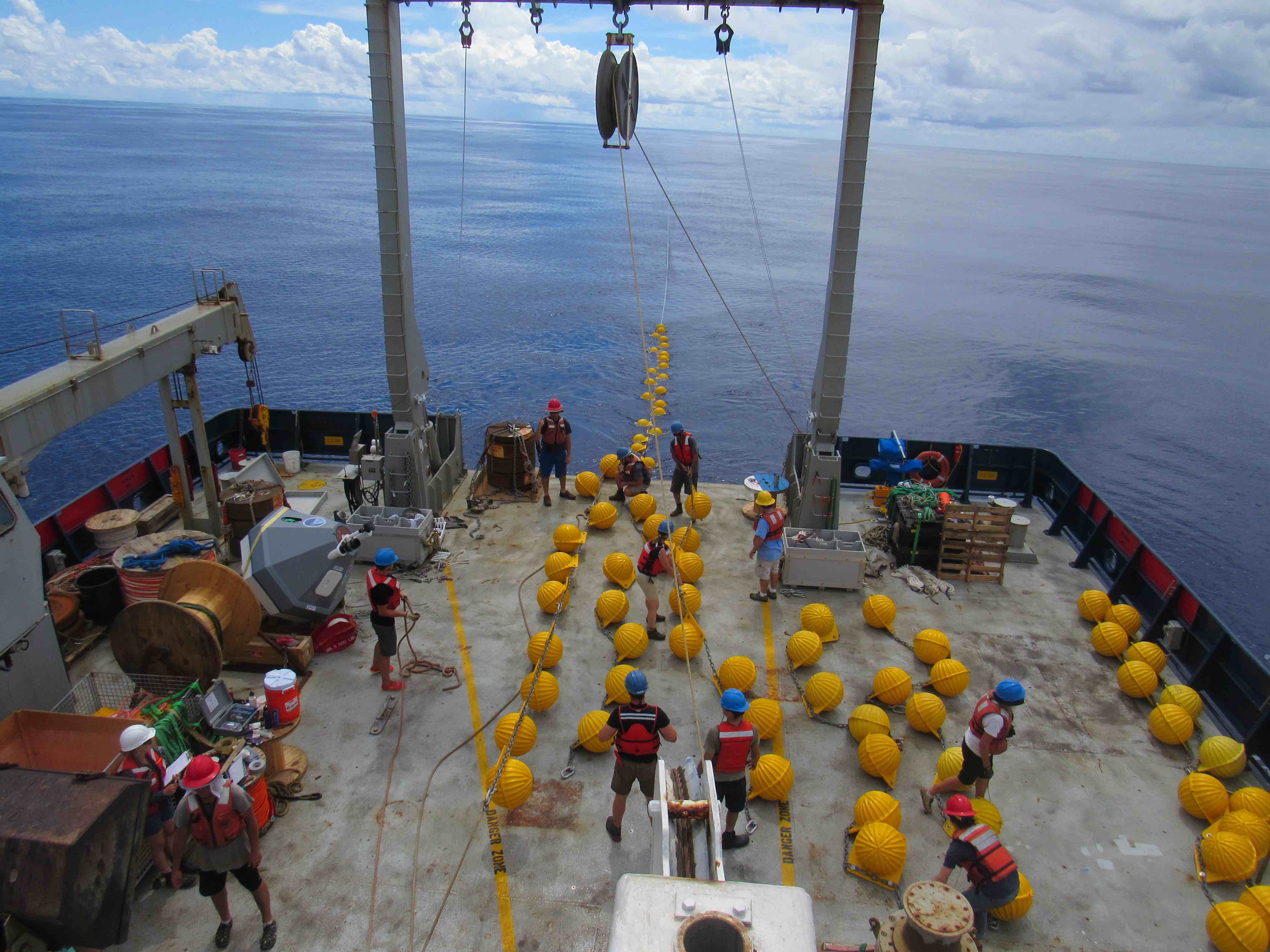 Mooring action on the fantail.