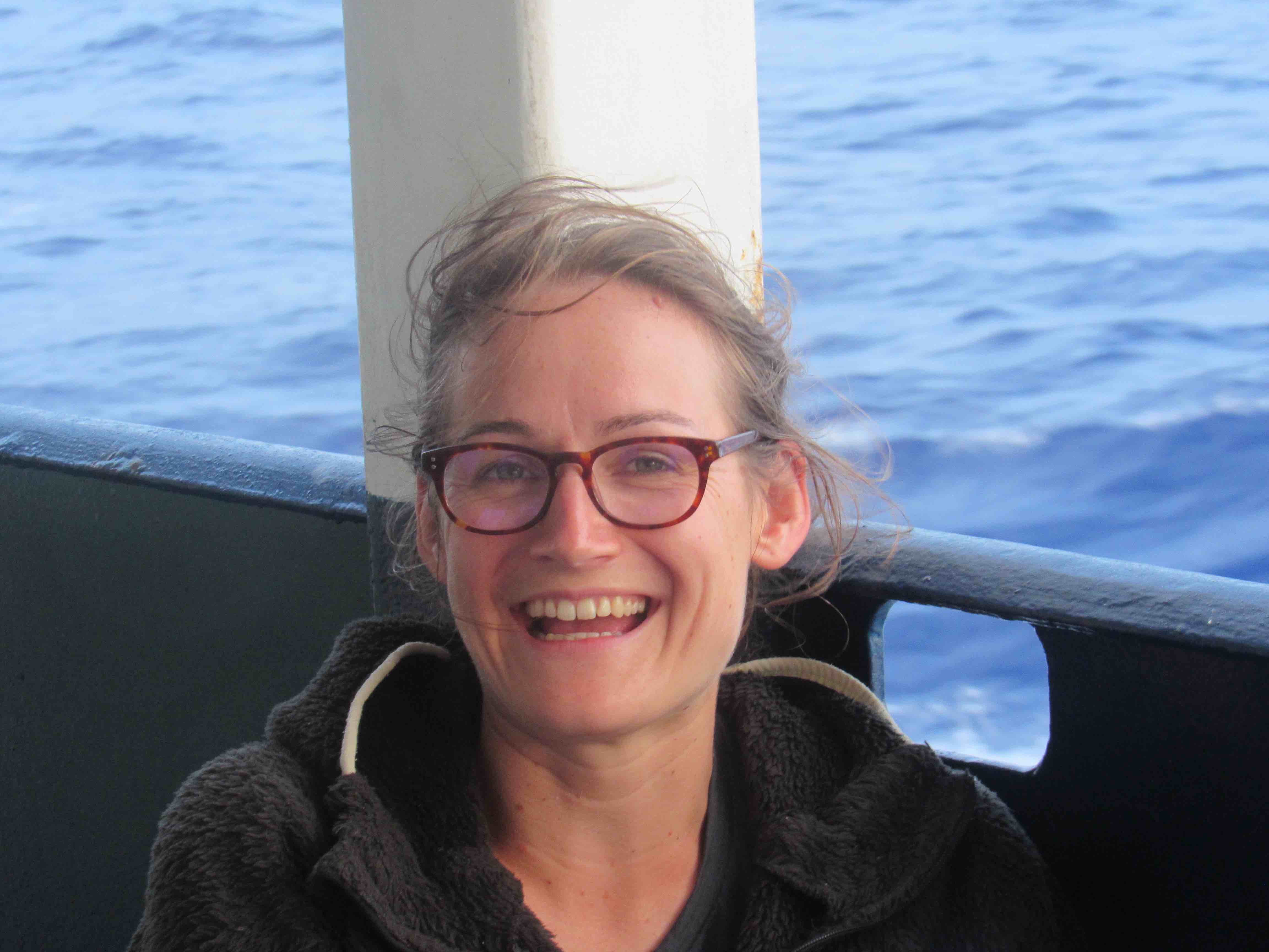 Audrey Sasson, from the French space agency, aboard the R/V Revelle.