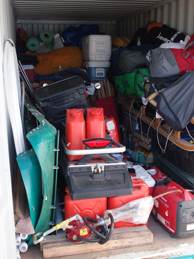 All our stuff in the container.