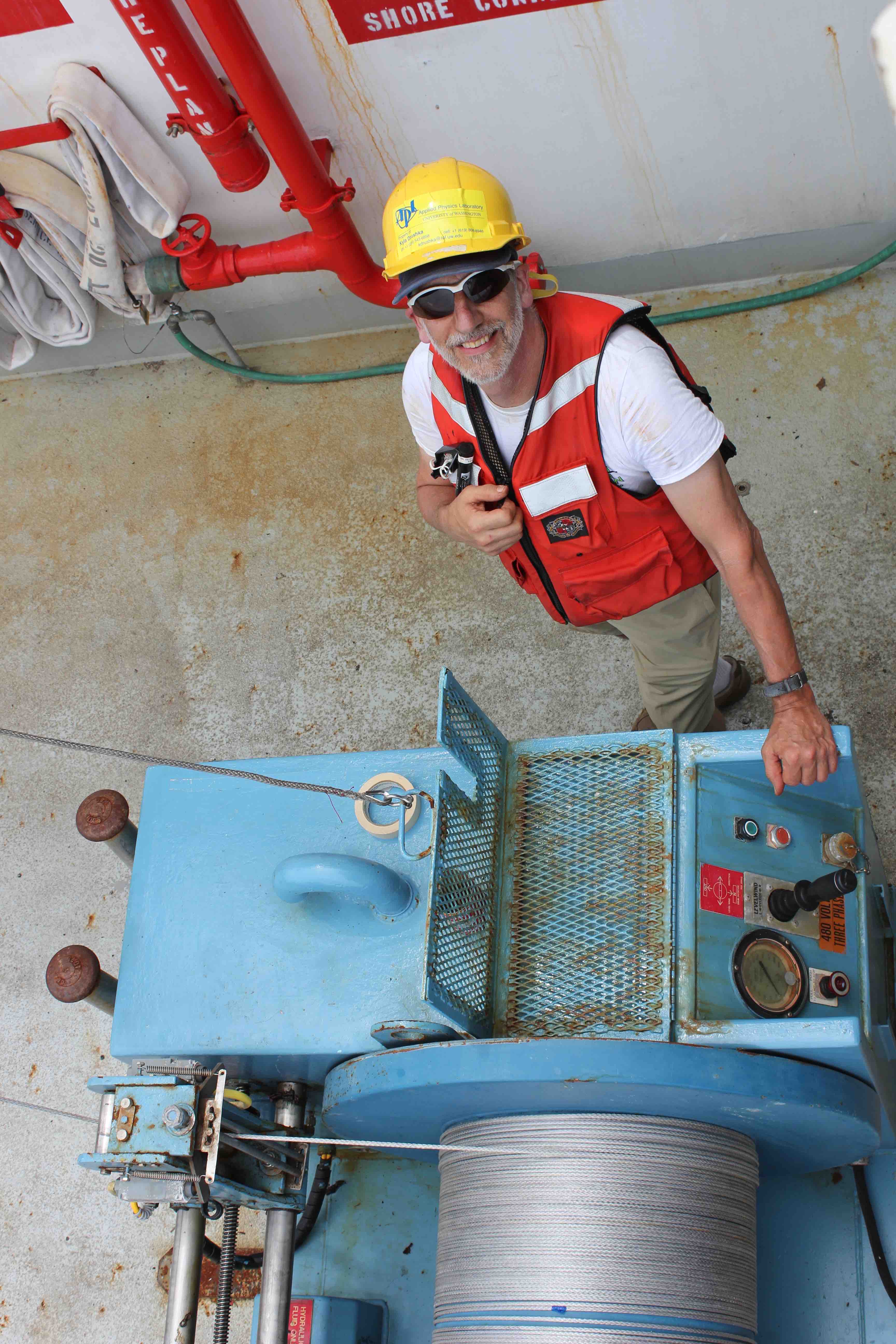 Andy Jessup, voyage chief scientist, at work.