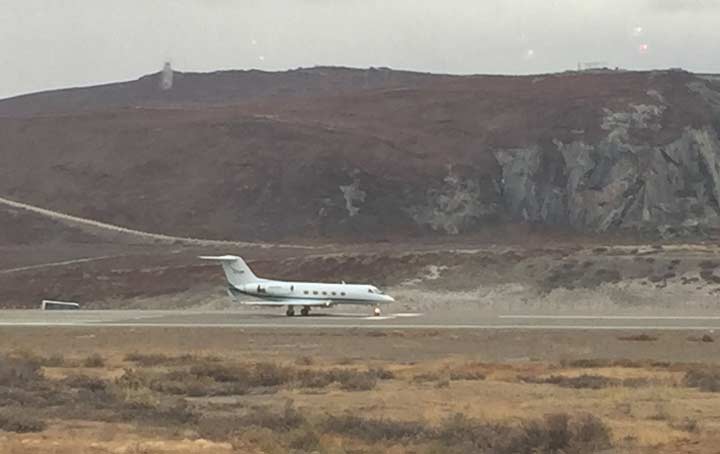 NASA's G-III about to take off from Kangerlussuaq Airport for a day of ocean science research. 