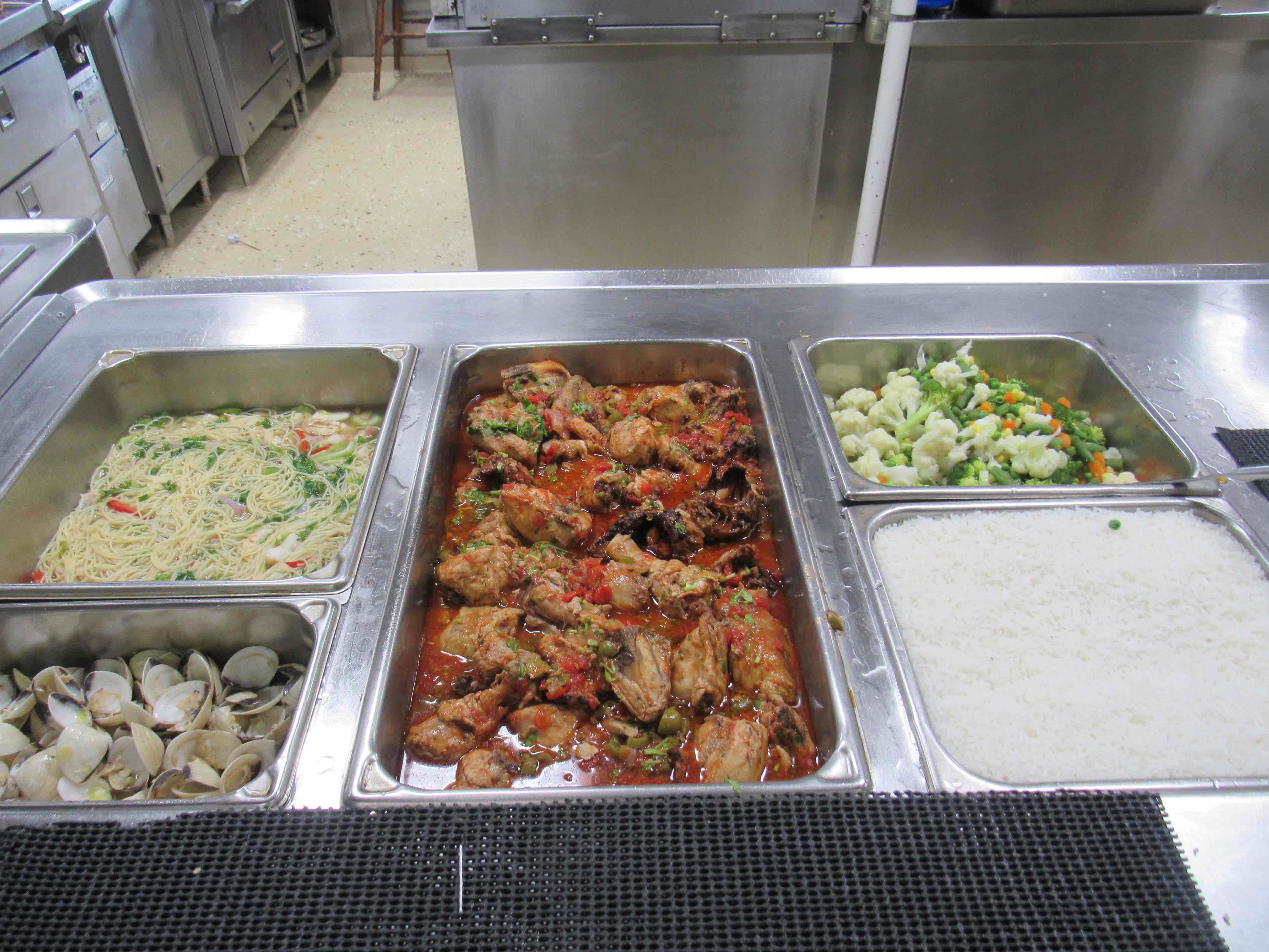 Hot meal of Balboa chicken and shrimp noodle soup.