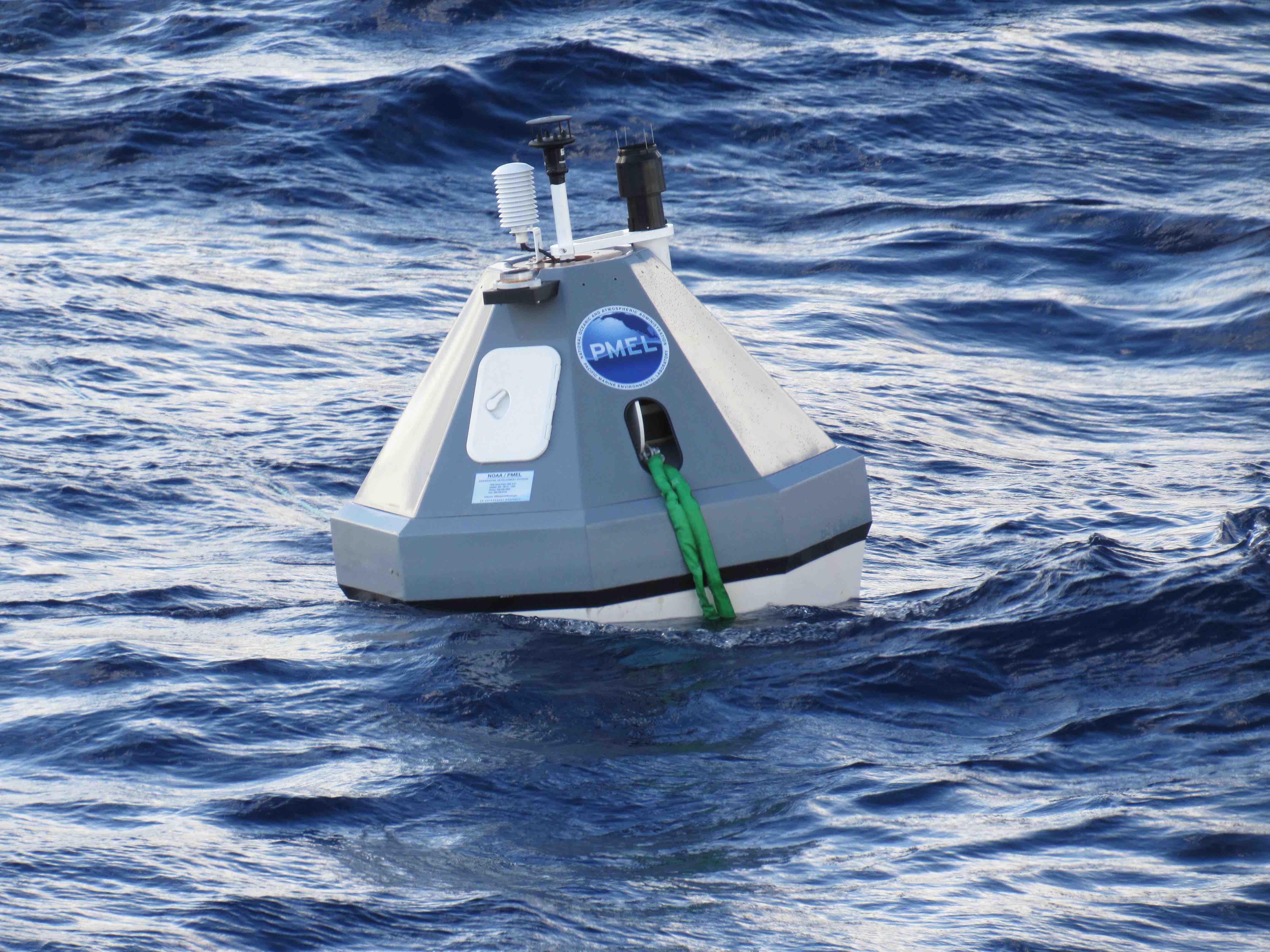 One of the two buoys from the NOAA Pacific Marine Environmental Laboratory used during SPURS-2. 