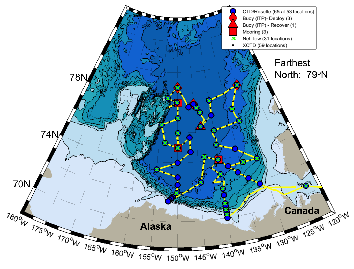 Final Joint Ocean Ice Study 2016 cruise map (Sept. 22-Oct. 18, 2016)". Courtesy of Chief Scientist Sarah Zimmermann.