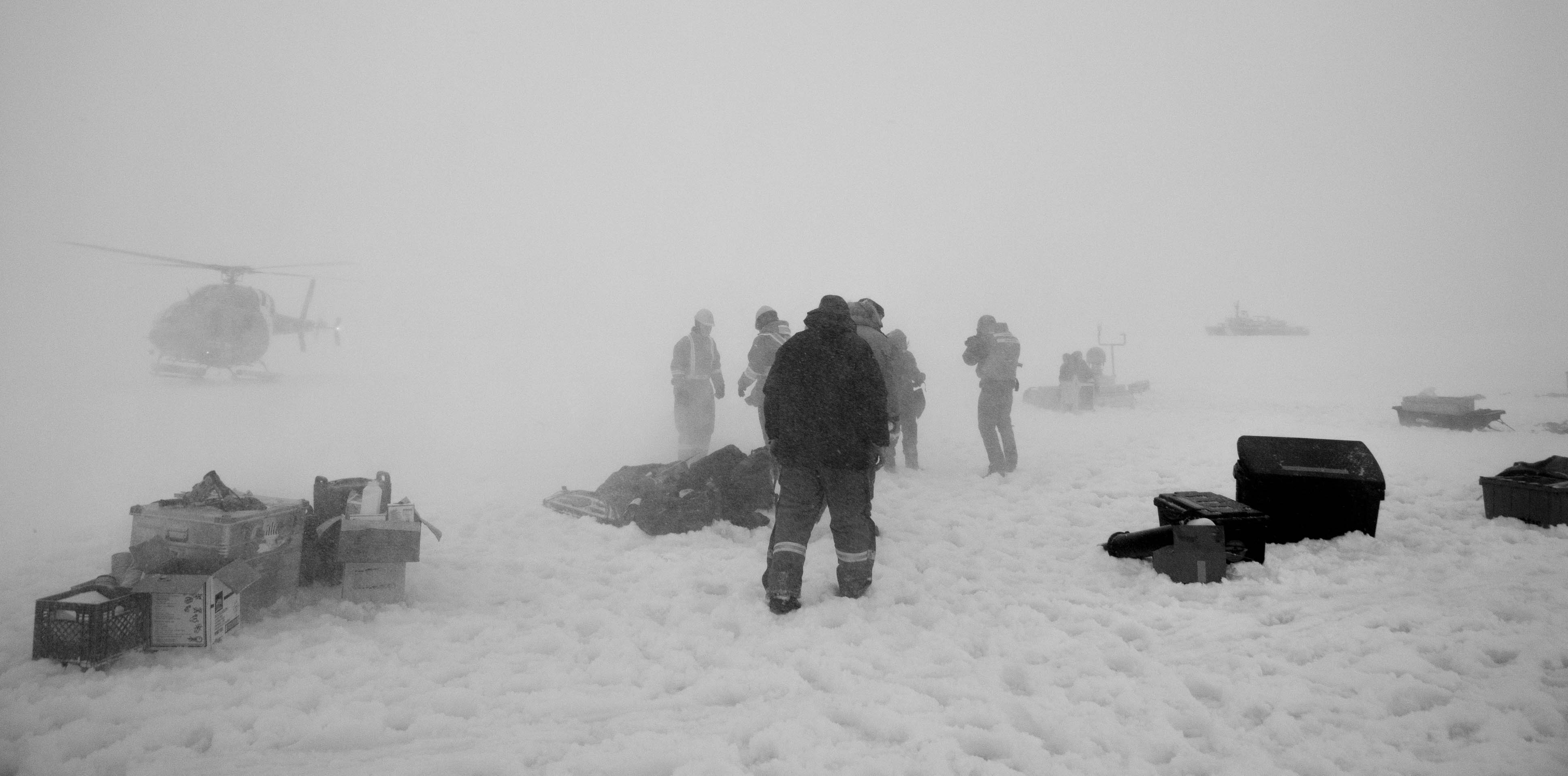 Working on thin Arctic sea ice.