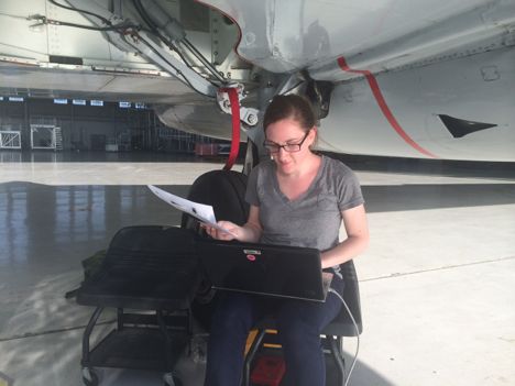 Here I am, downloading data from an aircraft instrument, HIRAD, after a science flight as a part of NASA's HS3 mission.