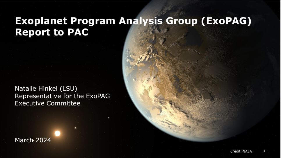 title slide with planet image at right side, reverse text on black background