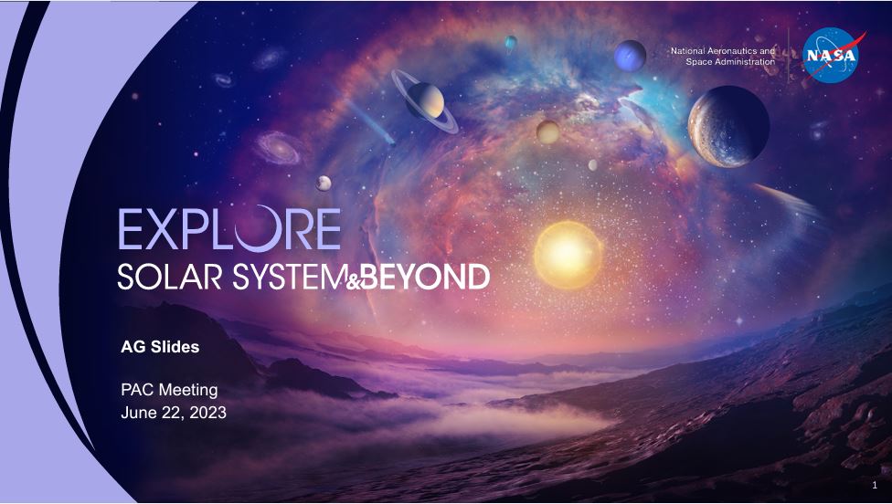 title slide with purple-hued universe illustration in background