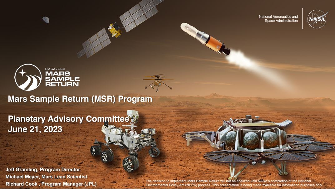 title slide using Mars sample return vehicles on Martian surface as background