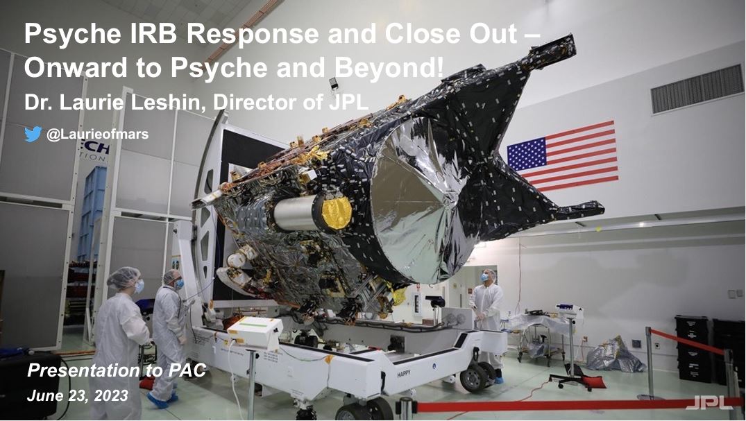 title slide with image of spacecraft assembly and people in background