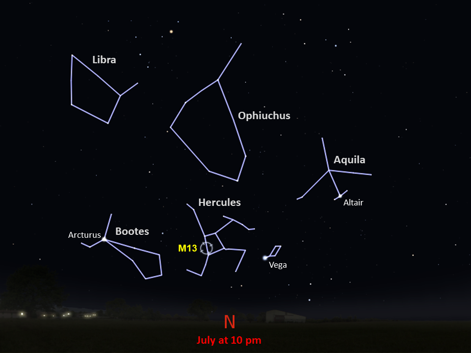 locator star chart for M13 - southern hemisphere