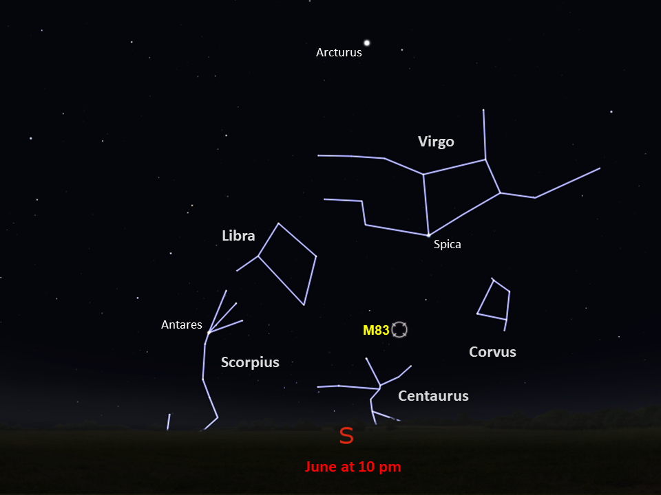 locator star chart for M83