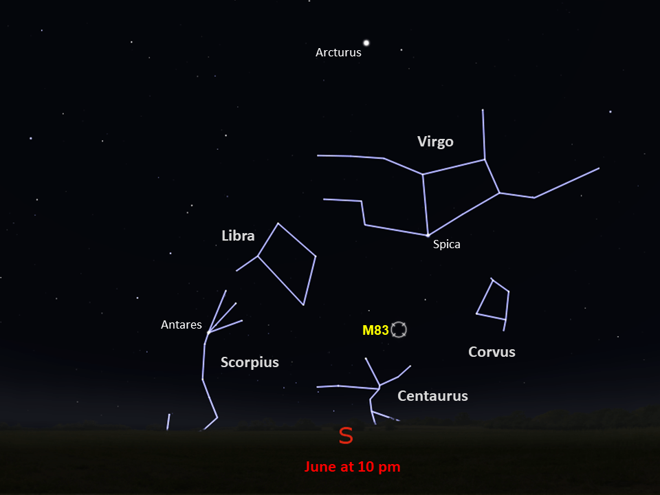 locator star chart for M83