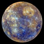 Color-enhanced view of Mercury reveals a rainbow spectrum of minerals.