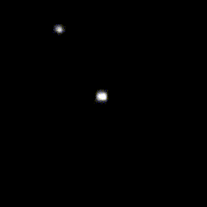 Animated GIF showing a star passing behind Chariklo, creating a blip that revealed its rings.