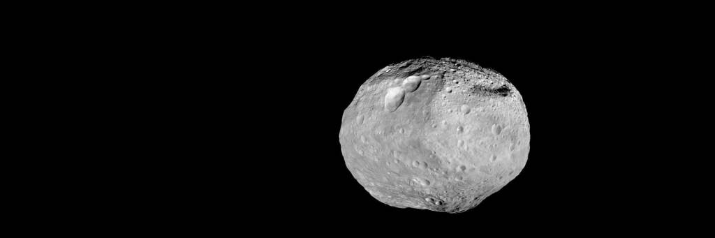 Roundish asteroid in space