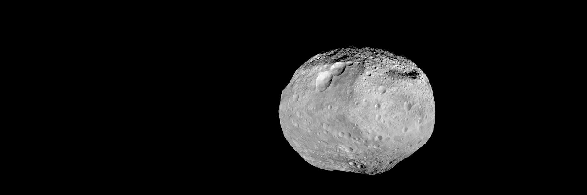 Roundish asteroid in space