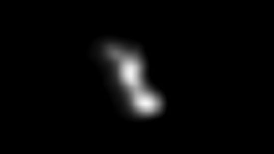 A fuzzy image of asteroid Braille taken by the Deep Space 1 spacecraft.