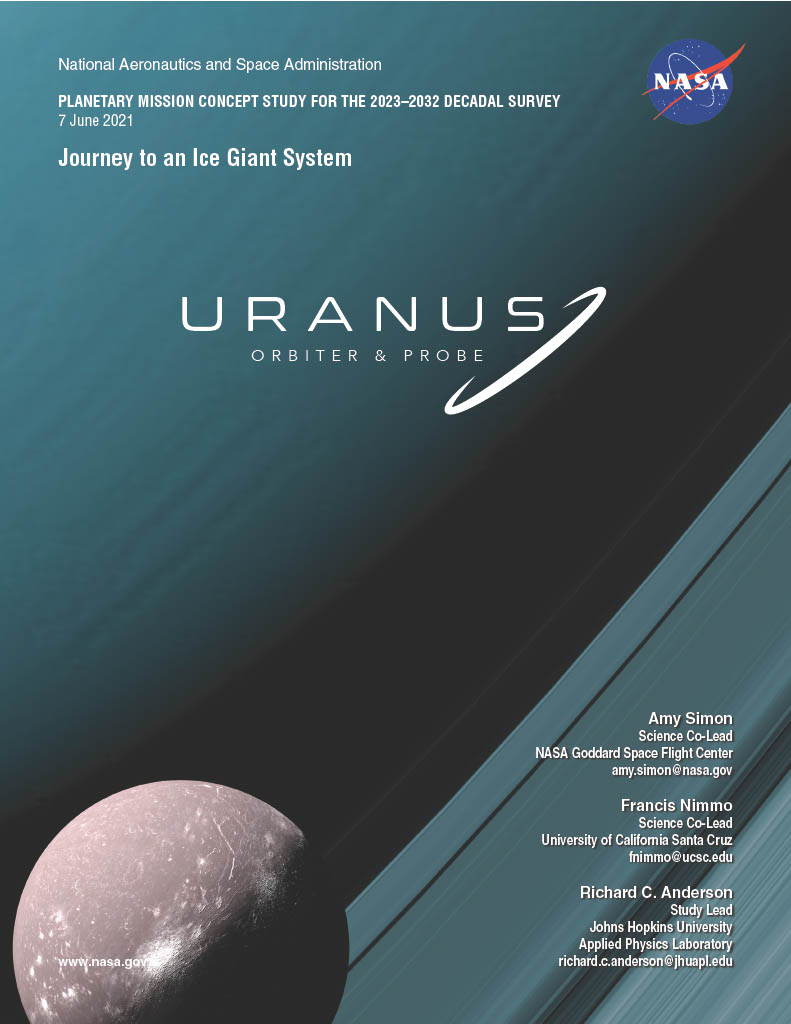 Cover of Uranus orbiter and probe decadal survey report