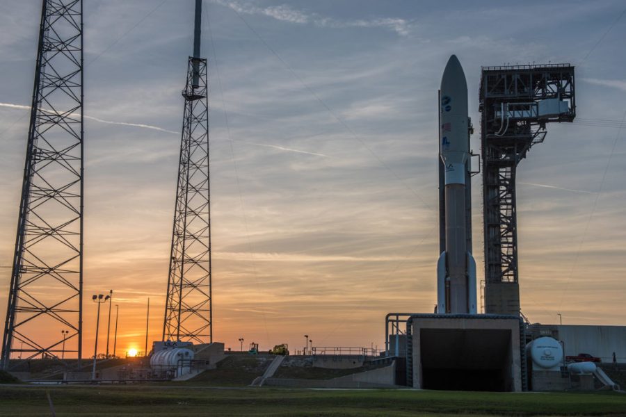 The United Launch Alliance Atlas V rocket carrying NOAA's GOES-S satellite waits for liftoff from Space Launch Complex 41 at Cape Canaveral Air Force Station.