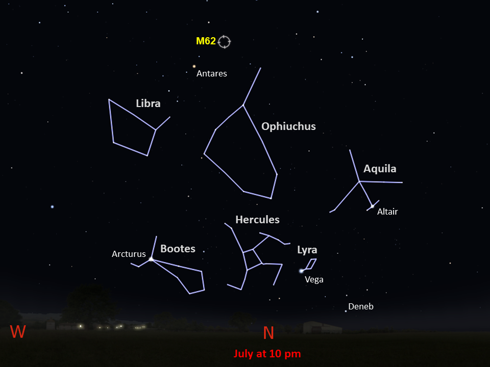 star chart showing location in night sky of M62