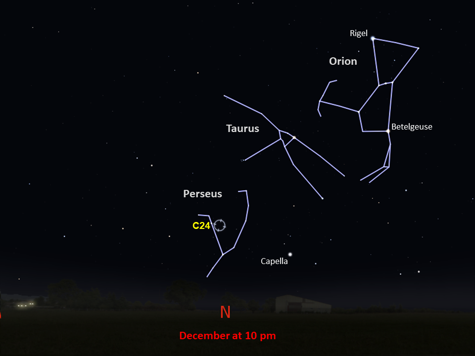 Line drawings of constellations pinpoint the location of Caldwell 24