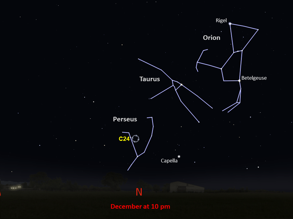 Line drawings of constellations pinpoint the location of Caldwell 24