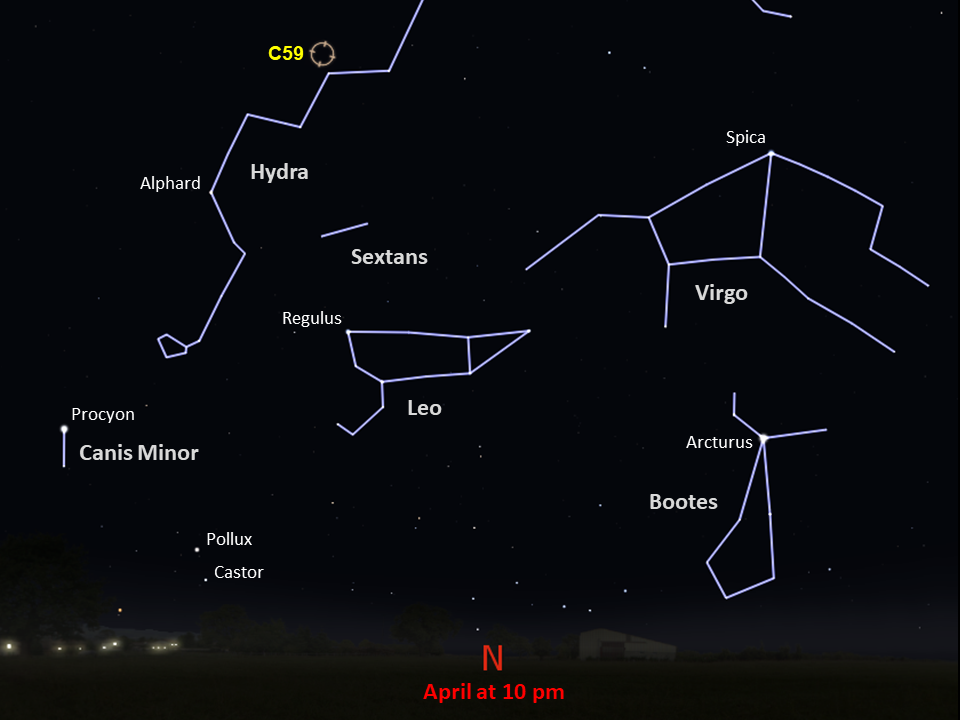 C59 finder chart for mid-southern latitudes at 10:00 p.m. in April.