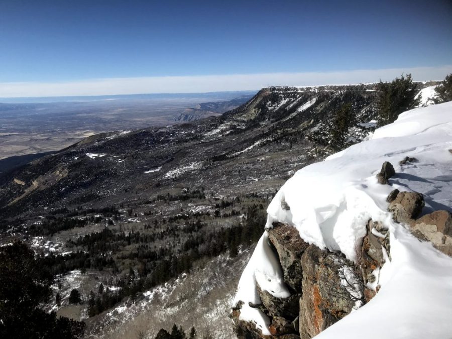 Grand Mesa, Colorado has an elevation of 10,500 feet, and from the Land's End Observatory, you can see across the valley to Utah. The large, flat surface of the mesa is perfect for SnowEx 2020's instrument testing and validation activities. Credit: NASA / Jessica Merzdorf